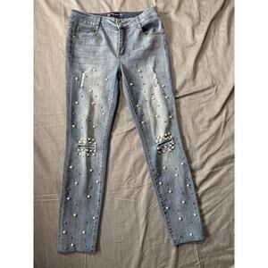 Womens Montana Jeans Size 9/10 Embellished Pearls Girly Bridal Spring Girlcore